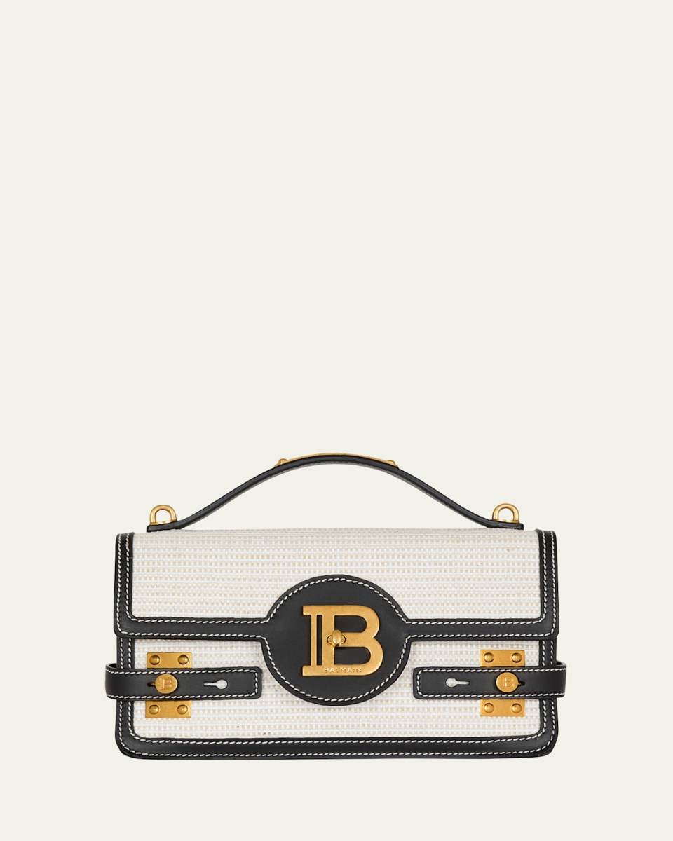 B-Buzz 24 Shoulder Bag in Raffia and Calfskin
